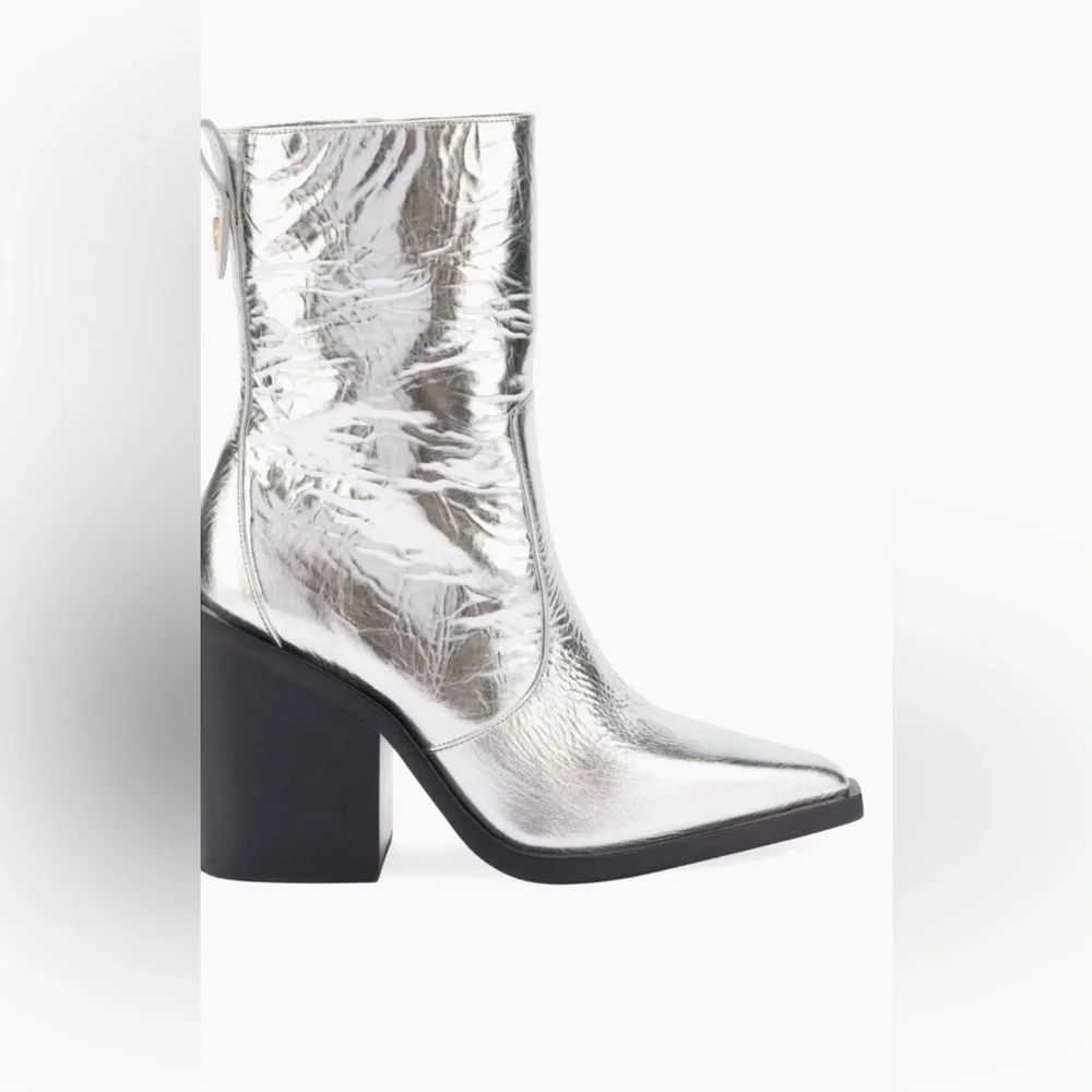 Larroude James  Silver Ankle Boots 5.5